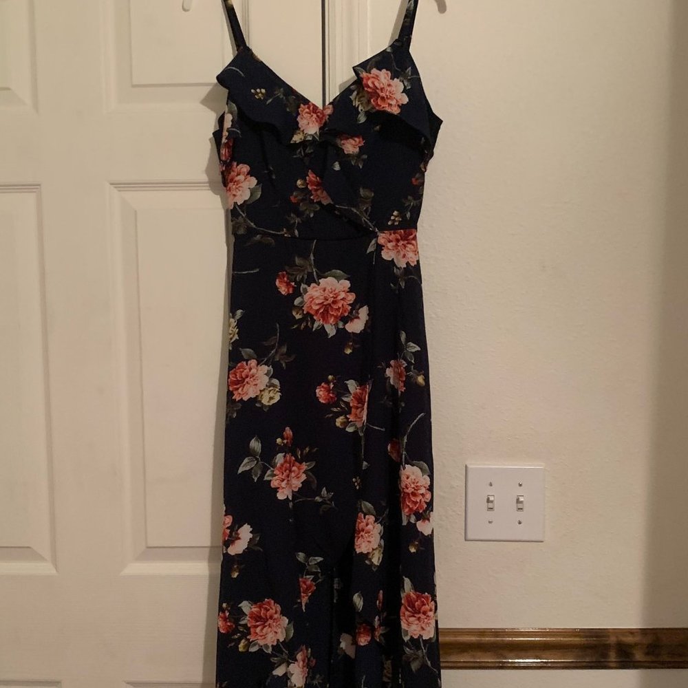 blue dress with flowers
